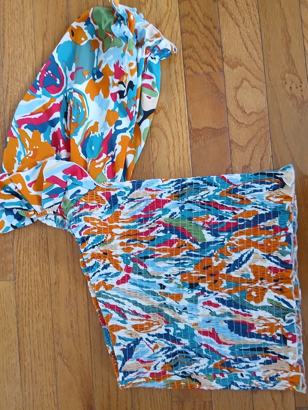 SHEIN Multicolor Abstract Print Youth Top - Blue, Orange, Green, Pink, White